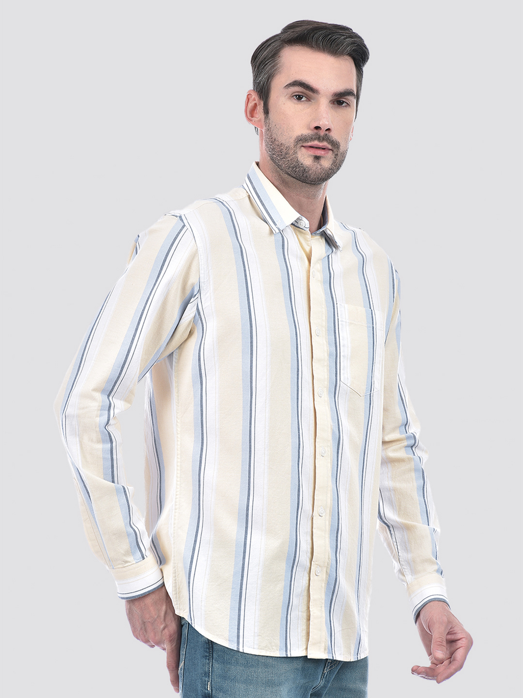 Numero Uno Men Striped Yellow Shirt